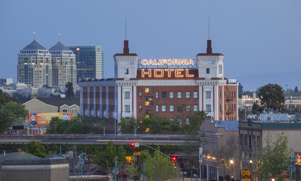 California Hotel at dusk